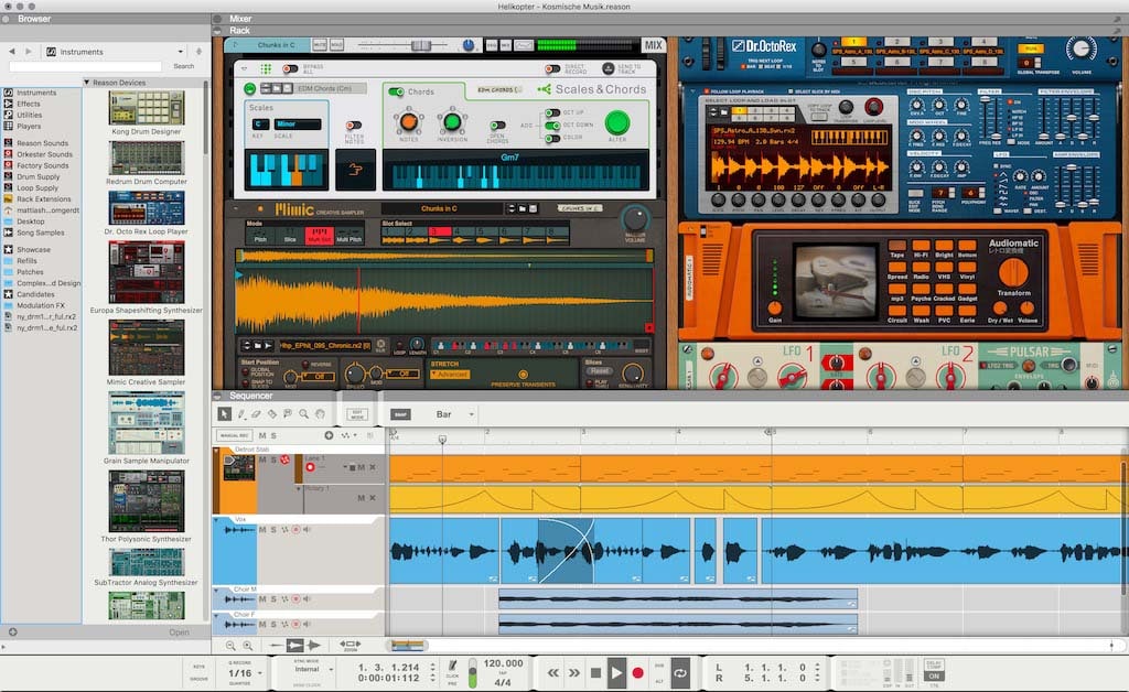 Reason is een DAW dat veel effecten en plug-ins heeft ingebouwd.