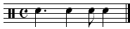 Syncopation of quarter and eighth notes