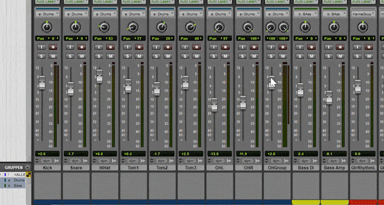 The grouping of tracks facilitates the mixing process enormously