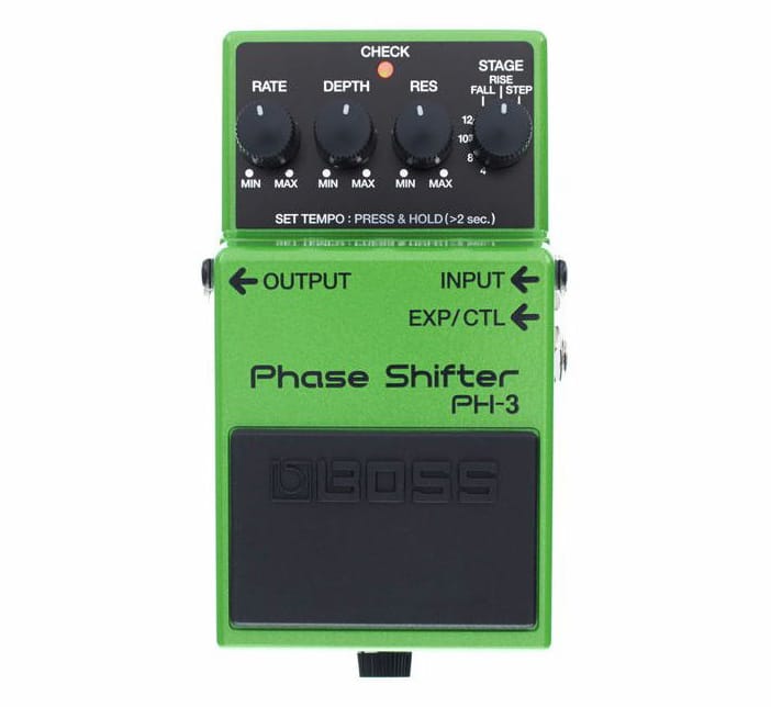 The Boss PH3 is a very good phaser for guitars, and even sometimes for the hi-hat
