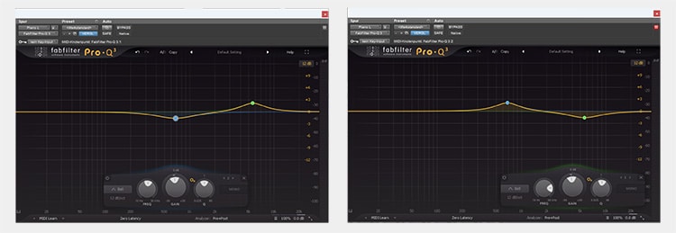 On the left is the EQ of one lane, on the right it is from the other lane.