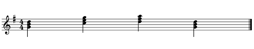 Parallel directions of movement when changing the chord