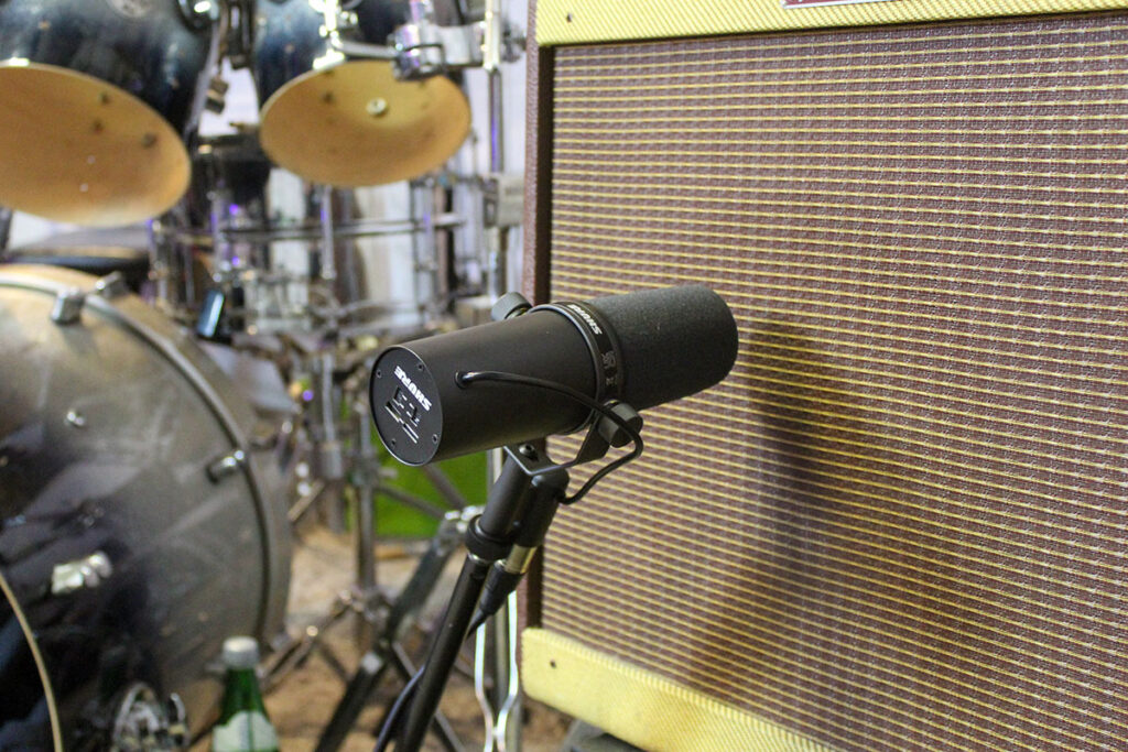The Shure SM7B also sounds great with guitar amps