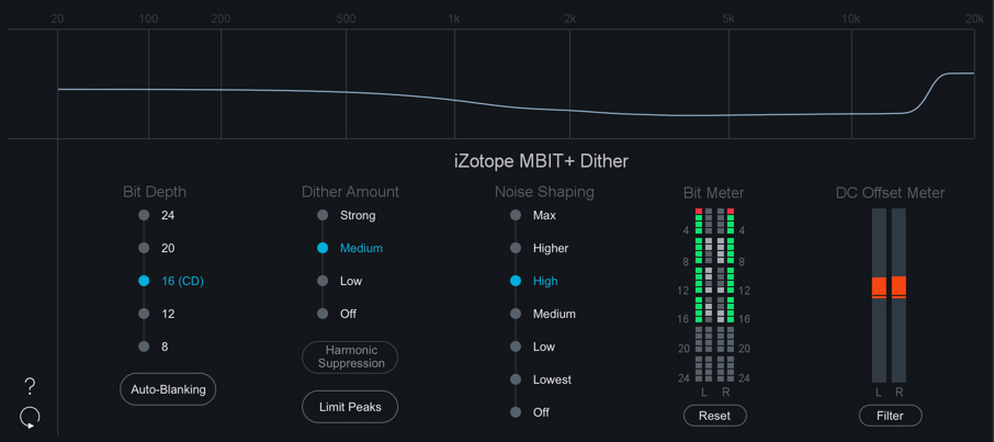 Dithering settings for iZotope Ozone