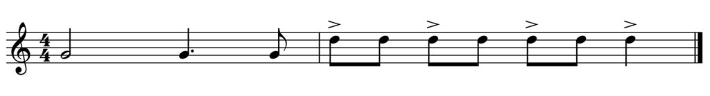 Het Marcato teken kan worden gebruikt om individuele muzieknoten dynamisch te markeren.