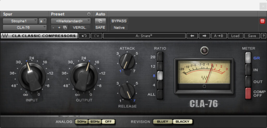 CLA-76 settings for more punch on the drums