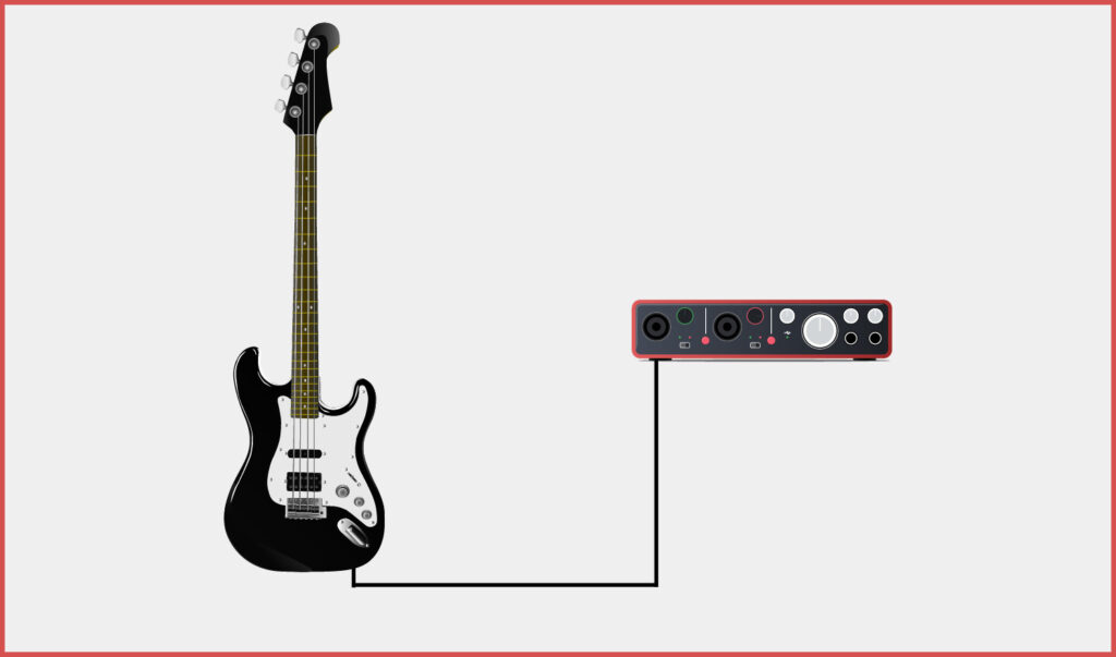 Der E-Bass kann auch direkt über ein Klinkenkabel mit dem Audio-Interface verbunden werden