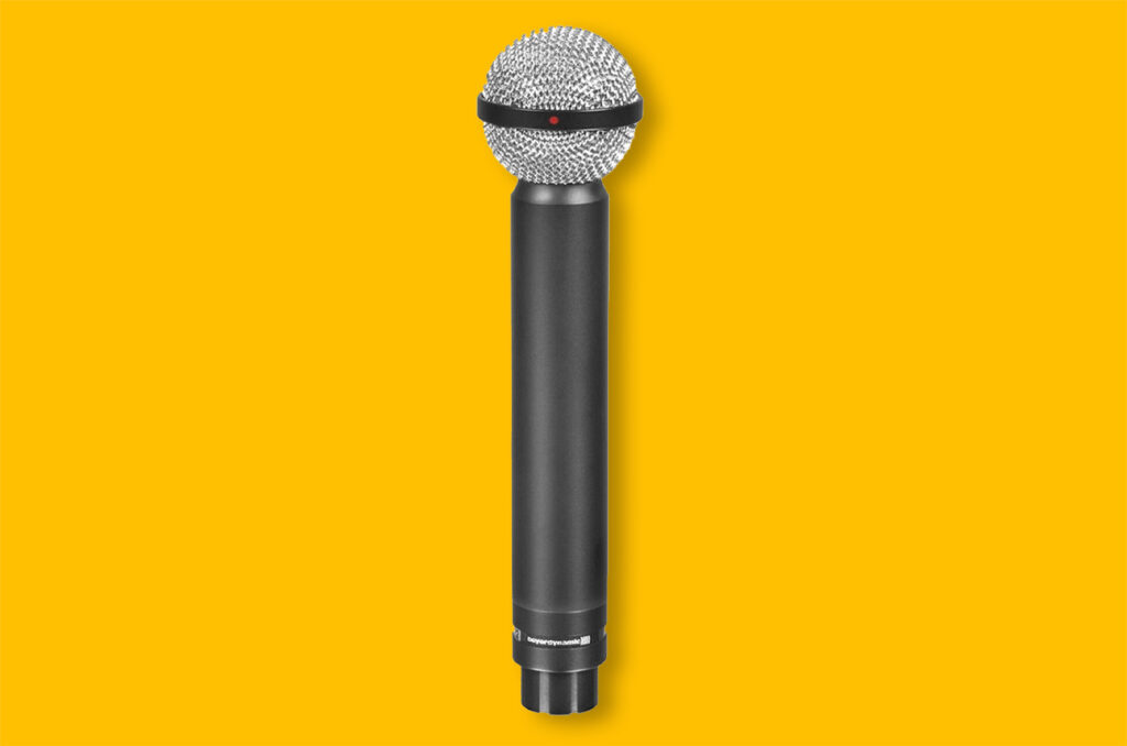 Beyerdynamic M160, também um microfone de fita relativamente barato, mas com padrão polar hipercardióide