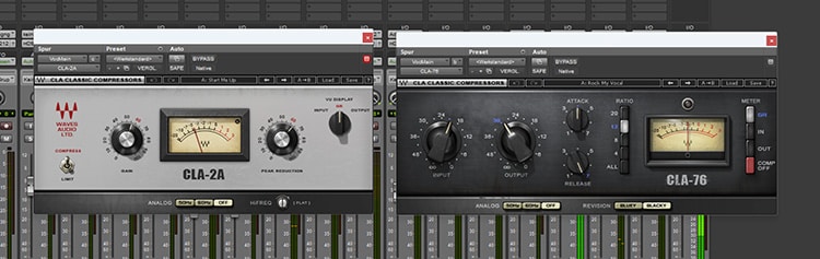 I always like to use two compressors in my vocal chain, the Waves CLA76 and the Waves CLA-2A.